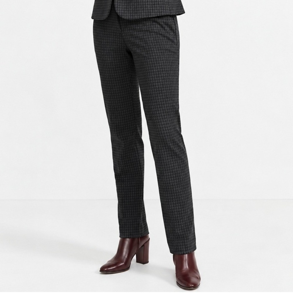 Theory Knit Twill Houndstooth Trouser Pants Sz 6  Charcoal Grey Dark Academia